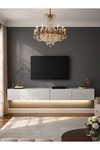 Dorpek LED'li Tv Sehpa & Ünitesi, Duvara Monte Tv Ünitesi Beyaz 240 cm | Homeros