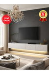 Dorpek LED'li Tv Sehpa & Ünitesi, Duvara Monte Tv Ünitesi Beyaz 240 cm | Homeros