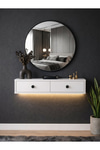 Dorpek Modern Duvara Monte 2 Kapaklı Ledli Beyaz Dresuar, Antre Salon Mobilyası 90 cm | Gellis