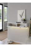 Dorpek Modern Duvara Monte 2 Kapaklı Ledli Beyaz Dresuar, Antre Salon Mobilyası 90 cm | Gellis