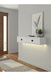 Dorpek Modern Duvara Monte 2 Kapaklı Ledli Beyaz Dresuar, Antre Salon Mobilyası 90 cm | Gellis