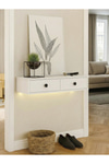 Dorpek Modern Duvara Monte 2 Kapaklı Ledli Beyaz Dresuar, Antre Salon Mobilyası 90 cm | Gellis