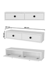 Dorpek Modern Duvara Monte 2 Kapaklı Ledli Beyaz Dresuar, Antre Salon Mobilyası 90 cm | Gellis