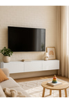 Dorpek Tv Ünitesi 180 Cm Beyaz - Duvara Monte, Modern Tasarım, Şık Dayanıklı, Kolay Montaj Kurulum | Cercei