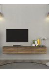 Dorpek Tv Ünitesi Modern Tasarım, Geniş Ekran Uyumlu, Raflı Ve Geniş Alanlı Tv Sehpası 180 Cm Ceviz | Cercei