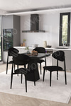 Elite Siyah Polo Metal Sandalye 90x90 Kare Yemek Masası Mutfak Masası Masa Sandalye Takımı Siyah Mermer