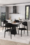Elite Siyah Polo Metal Sandalye 90x90 Kare Yemek Masası Mutfak Masası Masa Sandalye Takımı Beyaz