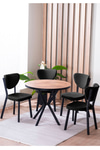 Elma Yuvarlak Ceviz Mutfak Masa Takımı 4 Sandalyeli Salon Yemek Masa Takımı 90x90 Cm Siyah