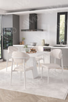Essen Beyaz Polo Metal Sandalye 90x90 Kare Yemek Masası Mutfak Masası Masa Sandalye Takımı Beyaz