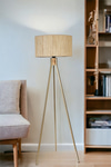 Fısco Tripod Eskitme Lambader Silindir Bambu 010 Abajurlu