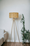 Fısco Tripod Eskitme Lambader Silindir Bambu 02 Abajurlu