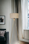Fısco Tripod Eskitme Lambader Silindir Bambu 09 Abajurlu