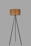 Fısco Tripod Siyah Lambader Silindir Bambu 01 Abajurlu