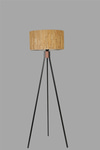 Fısco Tripod Siyah Lambader Silindir Bambu 07 Abajurlu