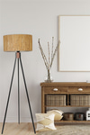 Fısco Tripod Siyah Lambader Silindir Bambu 07 Abajurlu