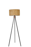 Fısco Tripod Siyah Lambader Silindir Bambu 07 Abajurlu