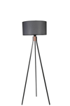 Fısco Tripod Siyah Lambader Silindir Hasır Siyah Abajurlu