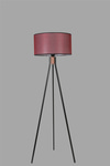 Fısco Tripod Siyah Lambader Silindir Hasır Bordo Abajurlu