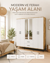 Garaj Home Doğa 6 Kapaklı 2 Çekmeceli Aynalı Dolap - Atlas Çam