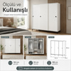Garaj Home Mercan Sürgülü Dolap 3 Kapaklı - Beyaz