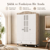 Garaj Home Sude Membran Pencereli 3 Kapaklı Dolap - Beyaz Soho