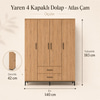 Garaj Home Yaren 4 Kapaklı Dolap - Atlas Çam