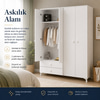 Garaj Home Yıldız 4 Kapaklı 2 Çekmeceli Dolap  - Beyaz
