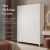 Garaj Home Yıldız 4 Kapaklı 2 Çekmeceli Dolap  - Beyaz