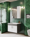 Gümüş 65 Cm Lavabolu Banyo Dolabı Retro Gümüş-beyaz Seramik Lavabo Dahil