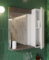 Gümüş 65 Cm Lavabolu Banyo Dolabı Retro Gümüş-beyaz Seramik Lavabo Dahil