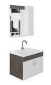 Gümüş 65 Cm Lavabolu Banyo Dolabı Retro Gümüş-beyaz Seramik Lavabo Dahil