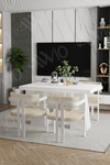Lato Lake MDF Ayak Tokyo Demonte Sandalye 80x120 Yemek Masası Mutfak Masası 4 Kişilik Beyaz