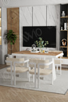 Lato Lake MDF Ayak Tokyo Demonte Sandalye 80x120 Yemek Masası Mutfak Masası 4 Kişilik Akça