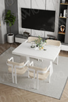 Lato Lake MDF Ayak Tokyo Demonte Sandalye 80x120 Yemek Masası Mutfak Masası 4 Kişilik Beyaz