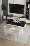 Lato Lake MDF Ayak Tokyo Demonte Sandalye 80x120 Yemek Masası Mutfak Masası 4 Kişilik Siyah Mermer