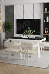 Lato Lake MDF Ayak Tokyo Demonte Sandalye 80x120 Yemek Masası Mutfak Masası 4 Kişilik Siyah Mermer