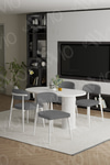 Lavin Beyaz Bohem Ayak Polo Metal Sandalye 80x140 Mutfak Masa Sandalye Takımı Beyaz