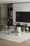 Lavin Beyaz Bohem Ayak Polo Sandalye 80x140 Mutfak Masa Sandalye Takımı Siyah Mermer