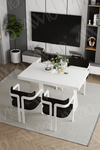 Leon Lake MDF Ayak Tokyo Demonte Sandalye 80x120 Yemek Masası Mutfak Masası 4 Kişilik Beyaz
