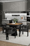 Lexus Lake MDF Ayak Tokyo Demonte Sandalye 80x80 Yemek Masası Mutfak Masası 4 Kişilik Akça