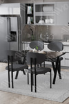 Lotus Sandalye 80x120 Yemek Masası Mutfak Masası 4 Kişilik Masa Sandalye Takımı Siyah Mermer Masa Sandalye Antrasit Gri