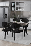 Lotus Sandalye 80x120 Yemek Masası Mutfak Masası 4 Kişilik Masa Sandalye Takımı Siyah Mermer Masa Sandalye Siyah