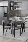 Lotus Sandalye 80x120 Yemek Masası Mutfak Masası 4 Kişilik Masa Sandalye Takımı Siyah Mermer Masa Sandalye Gri