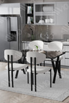 Lotus Sandalye 80x120 Yemek Masası Mutfak Masası 4 Kişilik Masa Sandalye Takımı Siyah Mermer Masa Sandalye Beyaz
