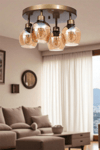 Lumexx Enzo 4 Lü Tepsili Eskitme Bal Camlı Plafonyer Avize