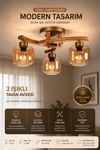Lumexx Weston 3 Lü Naturel Bal Camlı Plofonyer Avize