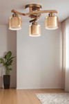 Lumexx Weston 3 Lü Naturel Çift Camlı Plofonyer Avize