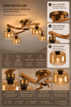 Lumexx Weston 4 Lü Naturel Bal Camlı Plofonyer Avize