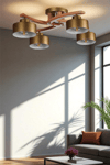 Lumexx Weston 4 Lü Naturel Metal Başlıklı Plofonyer Avize