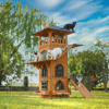 Mandu Ahşap 4 Katlı Teraslı Kedi Evi (Tırmalama + Mama Kaplı)
